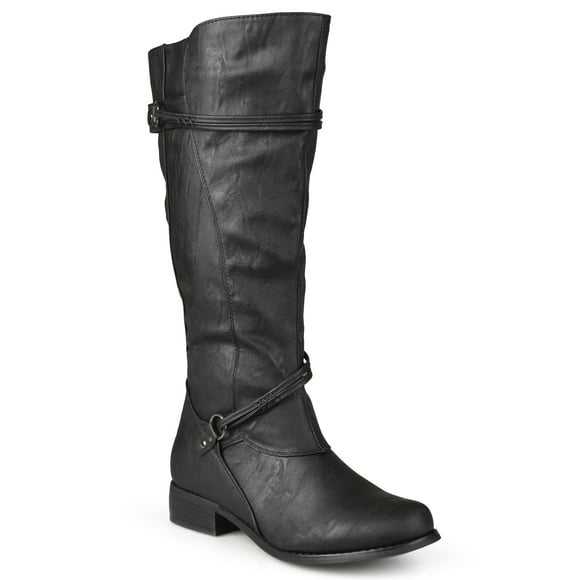 SALE F50242 SPOT ON LADIES LONG KNEE RIDING BOOTS BUCKLE STRAP ZIP HEELED SHOES